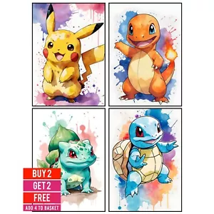 Pokemon Wall Art Children's Bedroom Wall Art Gift Poster Print Pokémon Starter - Picture 1 of 11