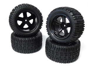 RC Wheel & Tyre Set 105mm Pre-Glued For Monster Truck Arrma HSP (4pc) HBX Tamiya - Picture 1 of 2