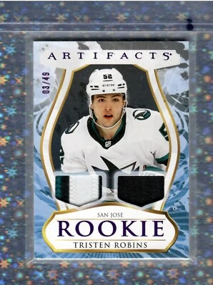 2023-24 Artifacts Tristen Robins #191 Purple Dual Rookie Materials /49 San Jose - Image 1 of 3