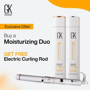 GK Hair Moisturizing Shampoo and Conditioner Duo 300ml With Free Curling Iron - Picture 1 of 1