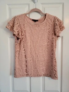 Adrianna Papell Top rosa Spitze Flatterärmel Größe L - Bild 1 von 3