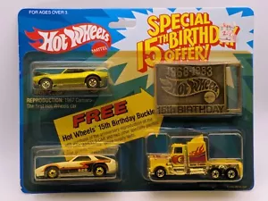 Hot Wheels Special 15th Birthday 3 Pack Buckle Green 67 Camaro/Long Shot/P928 - Picture 1 of 12
