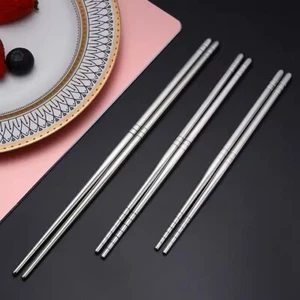 5 Sets Edelstahl Essstäbchen verschiedene Größen eckig - Bild 1 von 9