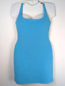 Hugo Buscati Mini Abito L Blu Acqua Spalline Schiena Bassa Body Con - Foto 1 di 8