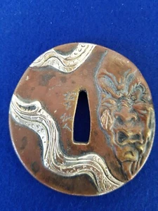 Antike Katana Tsuba, Edo jidai, Zeit der Tokugawa Shogune, signiert - Bild 1 von 8