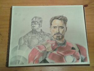 Dessin original 14x17 d'Iron Man & Captain America/Civil War