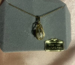 VTG 14k Gold Filled Caged Cultured Pearl 18" Necklace NOS - Picture 1 of 8