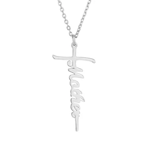 Mother's Day Birthday Gift S925 Sterling Silver Letter Cross Pendant Necklace A6 - Picture 1 of 7