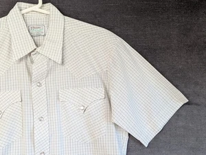 Camisa De Colección H Bar C 15.5 34 Perla A Presión Cuadros Marrón Western California Rancher Años 70 - Imagen 1 de 11