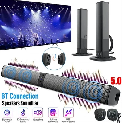 Bluetooth 5.0 Soundbar für TV Heimkino 2-in-1 3D Surround Subwoofer Lautsprecher - Bild 1 von 4