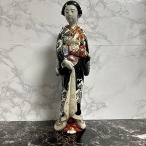 GEISHA KIMONO GIRL IMARI Pottery Statue 11.4 inch 19TH C Japan Antique Figurine - Picture 1 of 10
