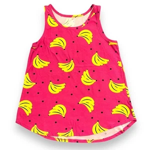 Wonder Nation Girls Tank Top Shirt Banana Print Pink Yellow Large 10 12 - Picture 1 of 4