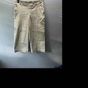 Spanx Stretch Twill High Rise Wide Leg Crop Pants Khaki Womens Size 1X Extra Lg - Picture 1 of 11