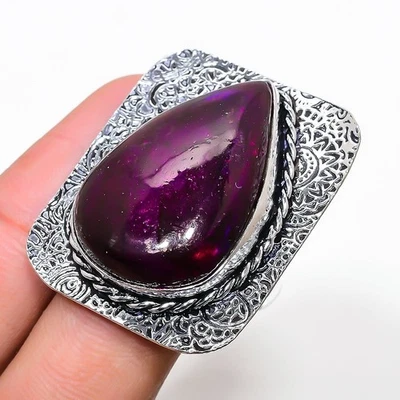 Anillo de joyería de regalo de plata de ley 925 con piedras preciosas de labradorita rosa talla 10 R291 Foto 1 de 2