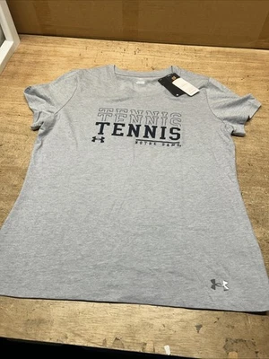 NWT Under Armour Notre Dame Women’s Tennis T-Shirt Gray Blue Sz Large - Image 1 of 4