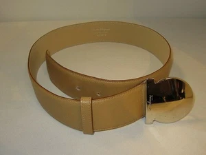 Salvatore Ferragamo Belt Leather Beige Gancini Slver Bukle women from Japan - Picture 1 of 24