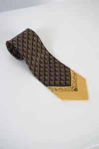 Gianni Versace Krawatte 100% Seide gold dunkelblau verziert Barock Print Italy - Bild 1 von 8