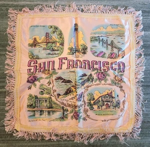 Vintage San Francisco Souvenir Fabric Tapestry Wall Hanging Golden Gate Bridge - Picture 1 of 1