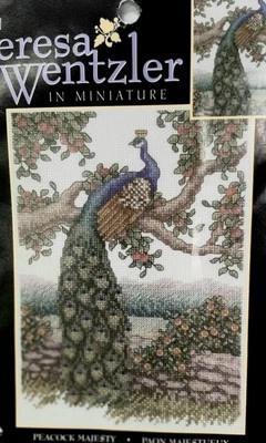 Teresa Wentzler in Miniature Counted Cross Stitch Peacock Majesty 5x7 Complete - Image 1 of 3