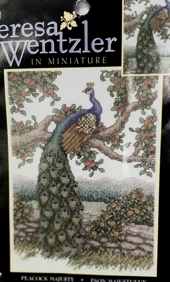 Cross Stitch Kit Teresa Wentzler Miniature Peacock Majesty Bird 5x7 Leisure Arts