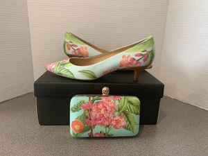 Talbots Pippa Misty Sage Sz 8M Kitten Heel Pumps NIB w/Matching Clutch Purse - Picture 1 of 20