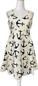 J Crew Womens Dress Size 2 White Sleeveless Nautical Anchor Summer Costal Beach - Picture 1 of 14