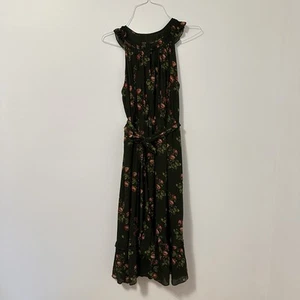 JCrew Point Sur High Neck Ruffle Midi Dress in Hillside Green Floral Womens 10 - Picture 1 of 11