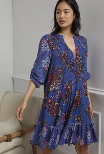 Anthropologie Diana kurzes Biesenkleid S 6 Damen Freizeit Blumenmuster neu mit Etikett - Bild 1 von 9