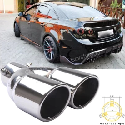 For Chevrolet Cruze 2.5 Inlet Rear Car Dual Exhaust Muffler Tip Tail Pipe Steel Foto 1 de 4