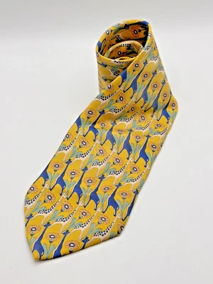 NAZARENO GABRIELLI Corbata Para Hombre 100% Seda Floral Jirafa Multicolor Italia De Colección Foto 1 de 4