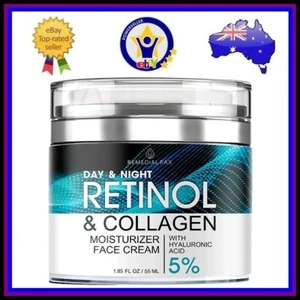 RETINOL + COLLAGEN Moisturiser Face Cream w/ Hyaluronic Anti Aging Wrinkles 55ml - Picture 1 of 10