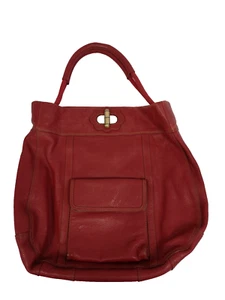 Bully Bag Soft Red Leather Tote Hand Bag 40x40x5cm A52 Y52 - Picture 1 of 11
