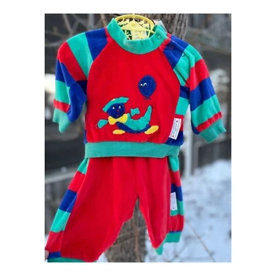 Traje de chándal de terciopelo bloque de color vintage años 80 90 gemelos ocio talla 62 Foto 1 de 4