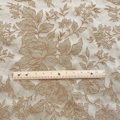 BTY Beige Floral Jacquard Upholstery Fabric Interior Decor - Image 1 of 4