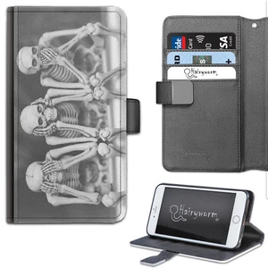 Skeletons Phone Case;PU Leather Flip Case;Cover For Samsung;Apple;Sony - Picture 1 of 4