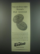 1949 Weston's Biscuits Ad - You can always enjoy Weston's Oval Arrowroot