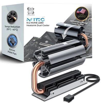 Titanium Micro Nitro Flex SSD M.2 2280 SSD Rocket Heatsink Built-in 30mm PWM FAN - Image 1 of 4