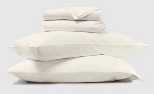 SAATVA Queen Size Organic Cotton Sheet Set (IVORY) NEW IN BOX - Retail is $205 - Picture 1 of 5