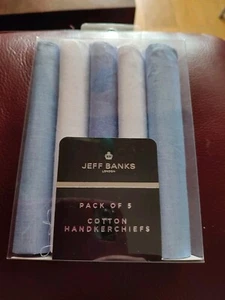 Jeff Banks cotton handkerchiefs X 5 BRAND NEW - Picture 1 of 2