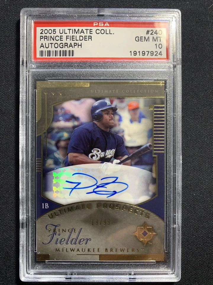 2005 UD ULTIMATE COLLECTION AUTO /99 PRINCE FIELDER RC Psa 10 TRUE GEM - Image 1 of 2