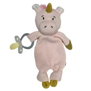 Knitted Unicorn Baby Comforter Soft Toy with Dummy Holder 12"/30cm ES Kids - Picture 1 of 3