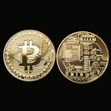 Novelty Gift Bitcoin Physical Collectible BTC Gold Plated Coin - UK STOCK