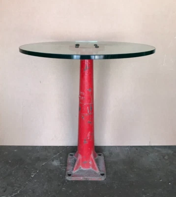 Mesa de eje superior de vidrio de 30" para tienda industrial Steampunk roja de colección 2005-22B Foto 1 de 4