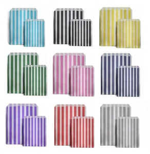 Candy Paper Bags Striped Sweets Treats Parties Birthday Gifts Wedding Pick n mix - Picture 1 of 47