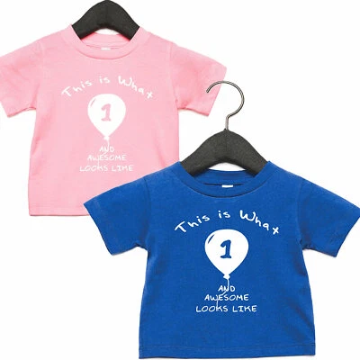 1st Birthday Baby Balloon T shirt This is what one and awesome looks like 1-2