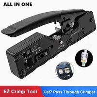 Network EZ Crimp RJ45 Pass Through Crimping Tool for Cat7 Cat6 Cat5 Modular Plug