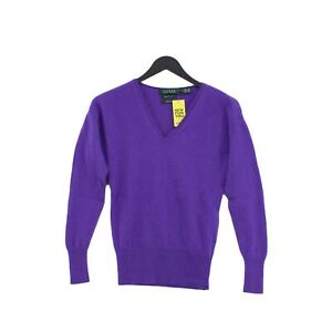 Ralph Lauren Women's Jumper S Purple 100% Cashmere V-Neck Pullover