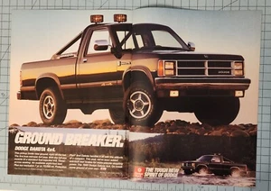 1989 Vintage 2 Page Print Ad Ground Breaker Dodge Dakota 4x4 Truck Rocks Water - Picture 1 of 6