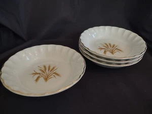 Set of 4 Vintage W.S. George Golden Wheat Small Side Bowls Cream w/ Gold Trim - Picture 1 of 5