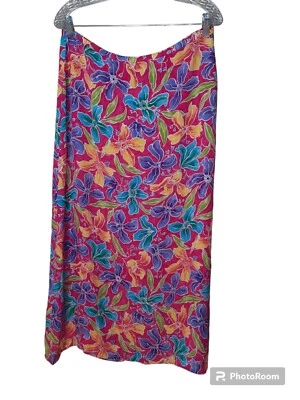 Falda de seda Madison Studio de colección talla 10 colorida hibisco hawaiano  Foto 1 de 4